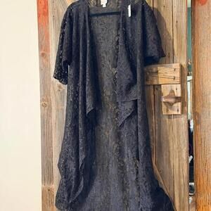 LuLaRoe Black Lace Kimono Cardigan Size Small